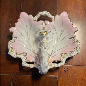 Antique Carl Tielsch German Double Sided Serving Dish Handle oak & Leaf Gradient